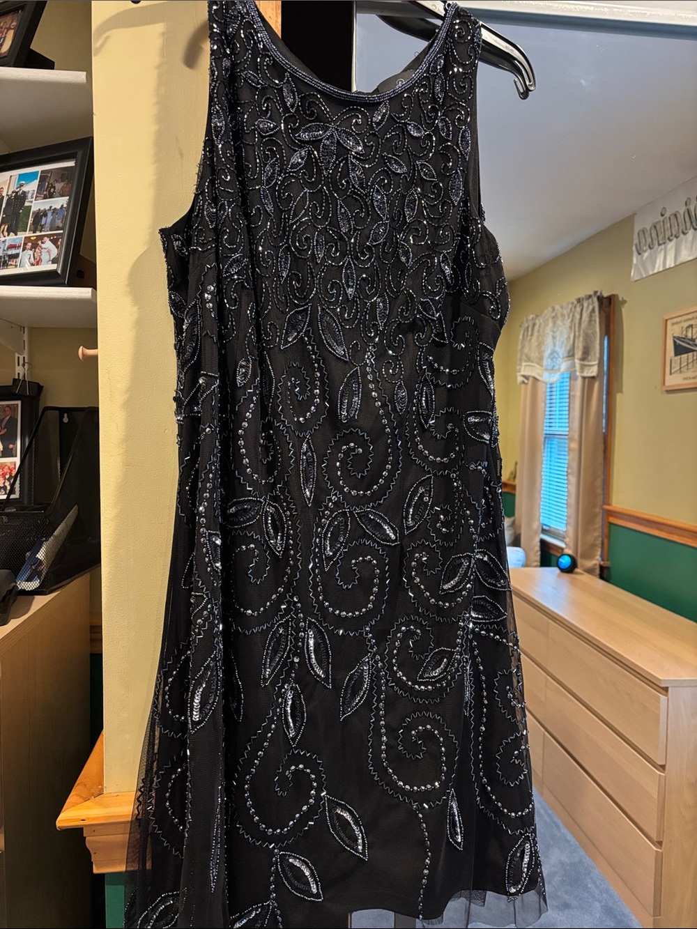 Adrianna Papell Black Beaded Sleeveless Mini Dress